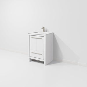 English Elm White Bath Vanity With Cultured Marble Top & Gun Metal Faucet - Space-Saving Design For Modern Homes B2731P259282-GIGA