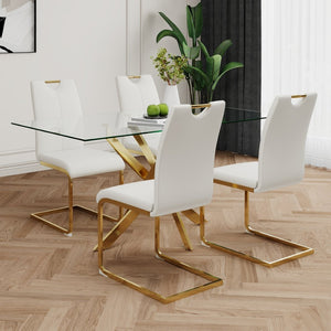 English Elm Modern Faux Leather Dining Side Chairs with Chrome Legs Ergonomic Set of 2 W210127292