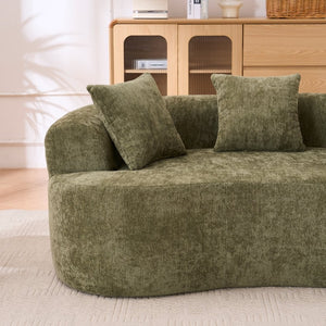 English Elm Crescent-shaped Cloud Sofa Three Seat Low Profile Chenille Living Room Curved Couch Green W2012P375728