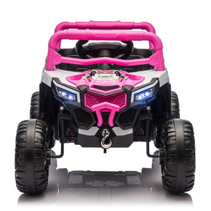 English Elm 12v Kids Electric Utv Ride on Toy with Parental Remote Swing Function and Shock Absorbers Pink W1578P368159