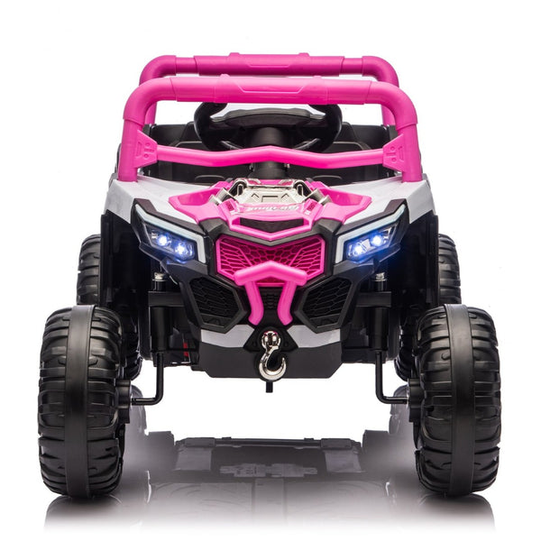 English Elm 12v Kids Electric Utv Ride on Toy with Parental Remote Swing Function and Shock Absorbers Pink W1578P368159