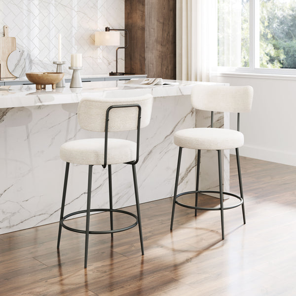 Blanca Counter Stool - Set of 2 Ivory 109739 Zuo Modern