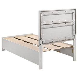 English Elm Urbana White Twin Storage Bed With Glamorous Glitter Panels & Convenient Slide-Out Drawers B062S00692-GIGA