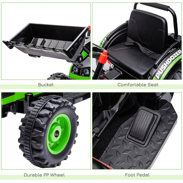 English Elm Aosom 6v Electric Ride on Excavator for Kids with Adjustable Bucket and Dual Speed W2225P229143
