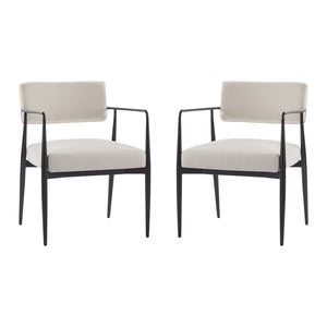 English Elm Christopher Knight Home® - Nora Mid-Century Dining Arm Chair with Foam-Padded High Back, Textured Fabric & Sturdy Metal Legs Beige,Black 30.7 L x 25.2 W x 19.7 H N776P272040I