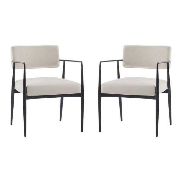 English Elm Christopher Knight Home® - Nora Mid-Century Dining Arm Chair with Foam-Padded High Back, Textured Fabric & Sturdy Metal Legs Beige,Black 30.7 L x 25.2 W x 19.7 H N776P272040I