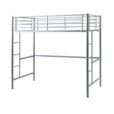 English Elm Walker Edison - Modern Industrial Twin Over Loft Metal Bunk Bed Frame With Integrated Guardrails - Silver