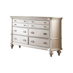 English Elm Classic Six Drawer Dresser Satin Silver Finish Antique Inspired Bedroom Storage B011P494287