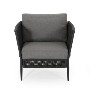 English Elm Christopher Knight Home® - HANFORD Woven Rope Club Chair in Grey — Durable Outdoor/Indoor Accent Seat with Compact 28.5x27.5x18.5" 65989.00GRY