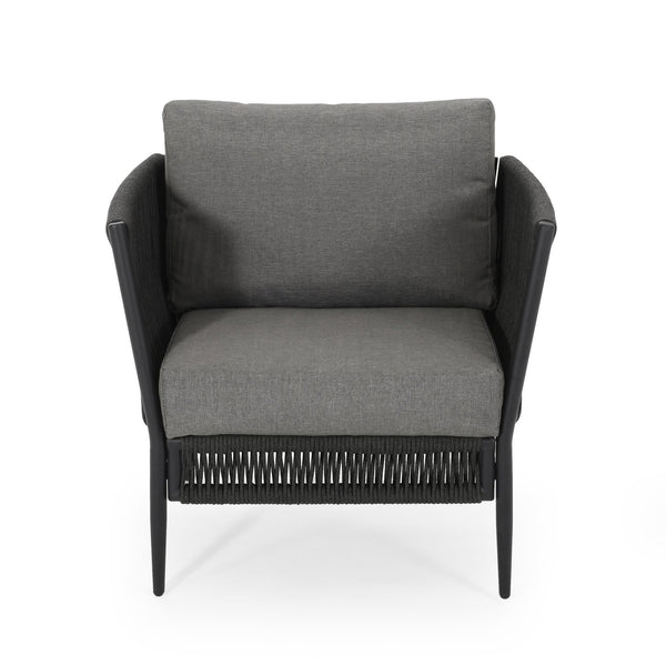English Elm Christopher Knight Home® - HANFORD Woven Rope Club Chair in Grey — Durable Outdoor/Indoor Accent Seat with Compact 28.5x27.5x18.5" 65989.00GRY
