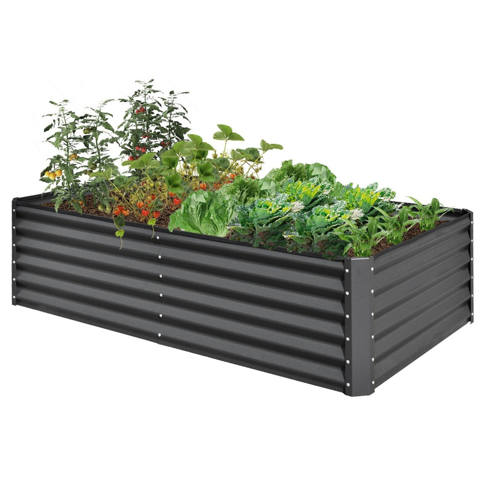 English Elm 6x3x1.5ft Galvanized Steel Raised Garden Bed Deep Root Planter for Yard Vegetables Dark Gray W1859P430215