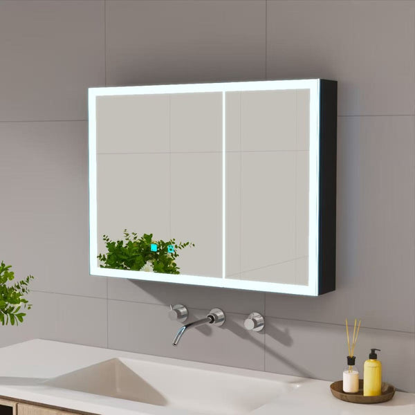 English Elm Led Aluminum Medicine Cabinet Double Door Anti Fog Mirror Light for Bathroom Walls W3083P373516