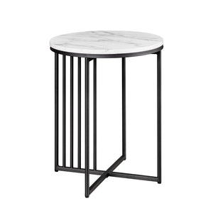 Minimalist Metal Slatted Side Table Calacatta Marble, Black VULL8KCM Walker Edison