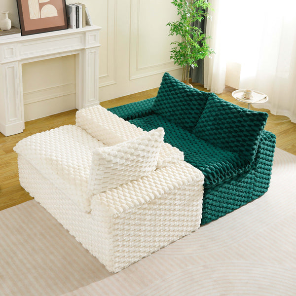 English Elm Luxury Color-Block Turtle Velvet Sofa - Versatile Seating For Stylish Living Rooms & Cozy Gatherings W3371S00053