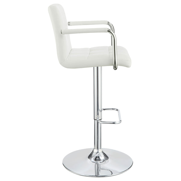 English Elm Letitia White Tufted Adjustable Bar Stool with Chrome Frame, Hydraulic Lift, Footrest & Mid-Century Flair B062P375511