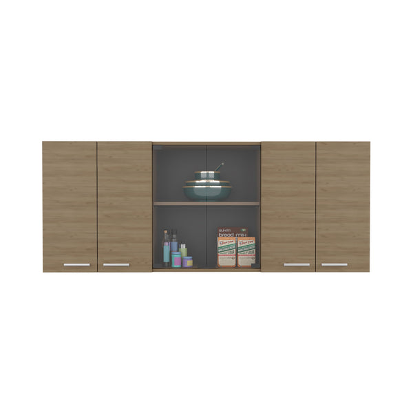English Elm Wall Cabinet sleek 47.2" W x 23.6" H engineered wood wall-mounted storage with four doors, shelves, organizer and eco-safe compliance Natural Wood 69.29 L x 17.72 W x 5.91 H B097P296840