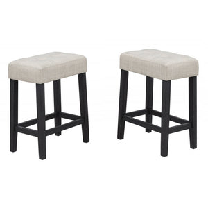 English Elm 3-Piece Modesta Faux Marble Counter Height Dining Set with Tufted Upholstered Stools, Espresso Legs B011S01934