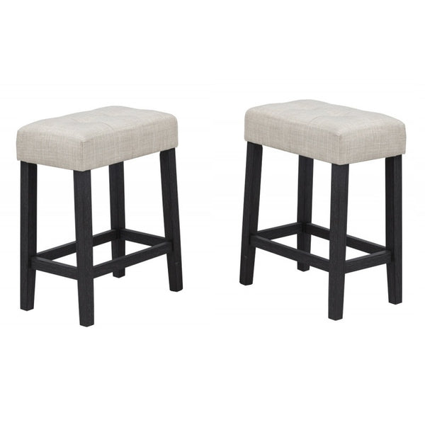 English Elm 3-Piece Modesta Faux Marble Counter Height Dining Set with Tufted Upholstered Stools, Espresso Legs B011S01934