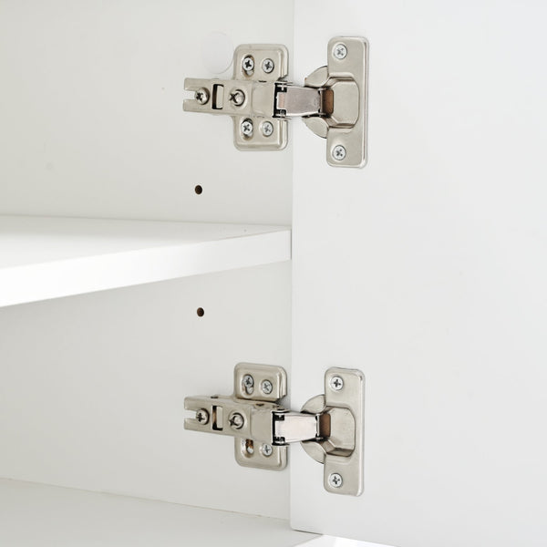 English Elm ON-TREND Modern TV Stand with Geometric Doors, Gold Metal Base, Adjustable Shelves & Cable Management White+Gold WF325614AAK