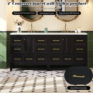 English Elm 72'' Elegant Bathroom Vanity Set With Resin Sink, Solid Wood Frame, Ample Storage & Soft-Close Doors N710SS00012B