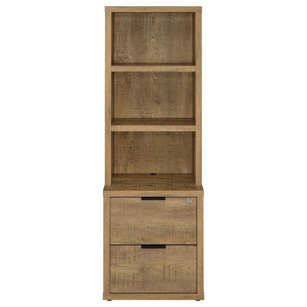 English Elm Geary Mango 3-Shelf Bookcase with Lockable Top Drawer, USB Port, Engineered Wood, Display & Secure Storage B062P375563