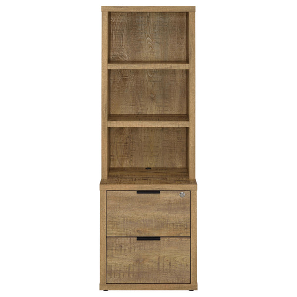 English Elm Geary Mango 3-Shelf Bookcase with Lockable Top Drawer, USB Port, Engineered Wood, Display & Secure Storage B062P375563