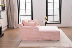 English Elm Oversized Corduroy Chaise Longue Sofa Bed Pink — Deep Seat Sleeper, No Assembly, Modern Lounge Comfort W1752P290577