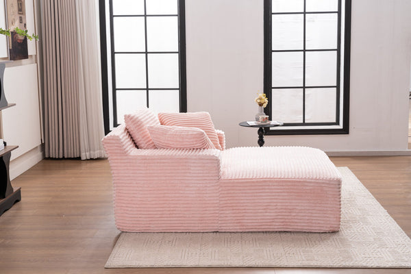 English Elm Oversized Corduroy Chaise Longue Sofa Bed Pink — Deep Seat Sleeper, No Assembly, Modern Lounge Comfort W1752P290577