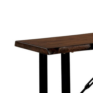 English Elm Rectangular Industrial Bench Walnut Wood Seat Black Powder Coated Metal Frame Entryway B056P417100