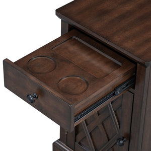 English Elm U-can Acacia Wood End Table with Usb Charging Station Drawer and Cabinet Storage Antique Espresso N724P353565P
