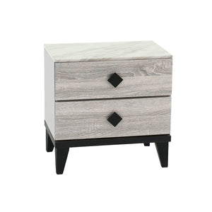 English Elm Smithson Cream Two-Drawer Nightstand — Mid-Century Colorblock Design, Spacious Storage, Rhombic Pulls SR015456