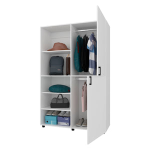 English Elm White Modern 2-Door Wardrobe with Open Shelves and Concealed Storage, Durable Melamine Finish, Space-Saving Design B062S01380