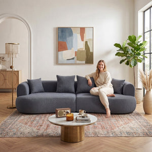 English Elm Modern Arc Sectional Sofa with Boneless Foam Deep Seats for Open Concept Living Rooms Grey W3728S00012