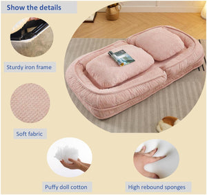 English Elm Human Dog Bed Lazy Sofa Couch 5-Position Adjustable Foldable Seat for Compact Living Spaces Pink W2108P193239