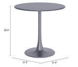 Soleil Dining Table Gray 704037 Zuo Modern