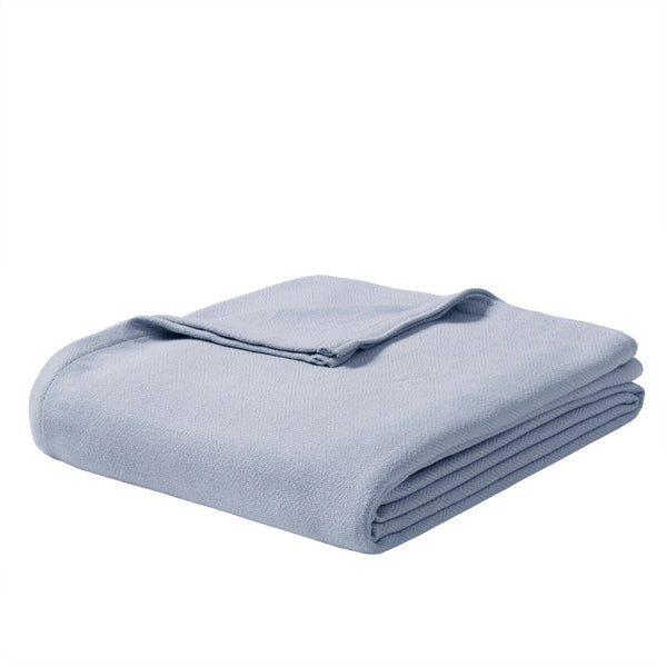 English Elm 1-piece King Jacquard Cotton Blend Blanket Aztec Woven Soft Breathable Bedroom Layer Light Blue B035P437483