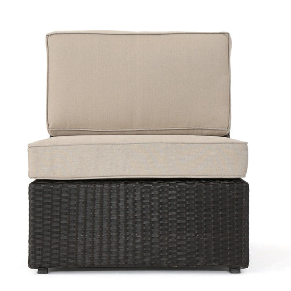 English Elm Santa Cruz Outdoor Wicker Sectional Armless Chair Set with Plush Weather Resistant Cushions Dark Brown 52976.00IRN