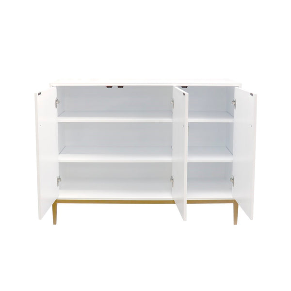 Pasargad Home Pearl Collection Ivory Sideboard - Luxurious 4-door Cabinet With Glamorous Accents Ivory Wood Finish Pph-m3