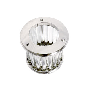 Pasargad Home Lucian Art Deco Lucite & Stainless Steel Hurricane - Stylish Accent For Any Room Clear Lucite & Stainless Steel Psab-684m