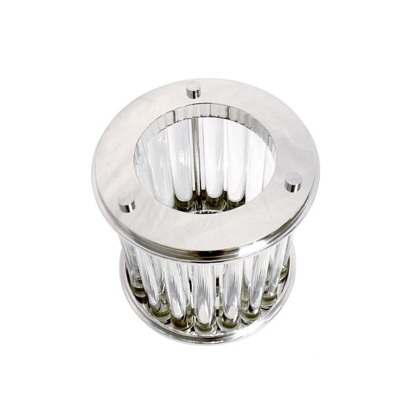 Pasargad Home Lucian Art Deco Lucite & Stainless Steel Hurricane - Stylish Accent For Any Room Clear Lucite & Stainless Steel Psab-684m