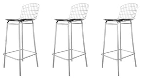 Manhattan Comfort Madeline Modern Barstool, Set of 3 Silver and Black 3-198AMC1