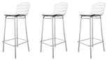 Manhattan Comfort Madeline Modern Barstool, Set of 3 Silver and Black 3-198AMC1