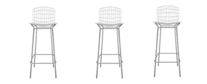 Manhattan Comfort Madeline Modern Barstool, Set of 3 Silver and White 3-198AMC2