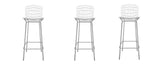 Manhattan Comfort Madeline Modern Barstool, Set of 3 Silver and White 3-198AMC2