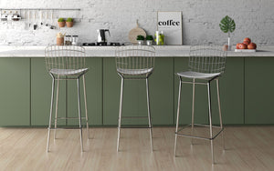 Manhattan Comfort Madeline Modern Barstool Silver and White 198AMC2