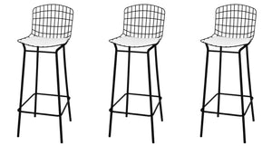 Manhattan Comfort Madeline Modern Barstool, Set of 3 Black and White 3-198AMC4