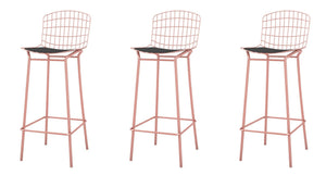 Manhattan Comfort Madeline Modern Barstool, Set of 3 Rose Pink Gold and Black 3-198AMC5