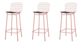 Manhattan Comfort Madeline Modern Barstool, Set of 3 Rose Pink Gold and Black 3-198AMC5