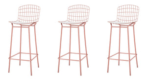 Manhattan Comfort Madeline Modern Barstool, Set of 3 Rose Pink Gold and White 3-198AMC6