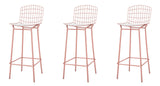 Manhattan Comfort Madeline Modern Barstool, Set of 3 Rose Pink Gold and White 3-198AMC6